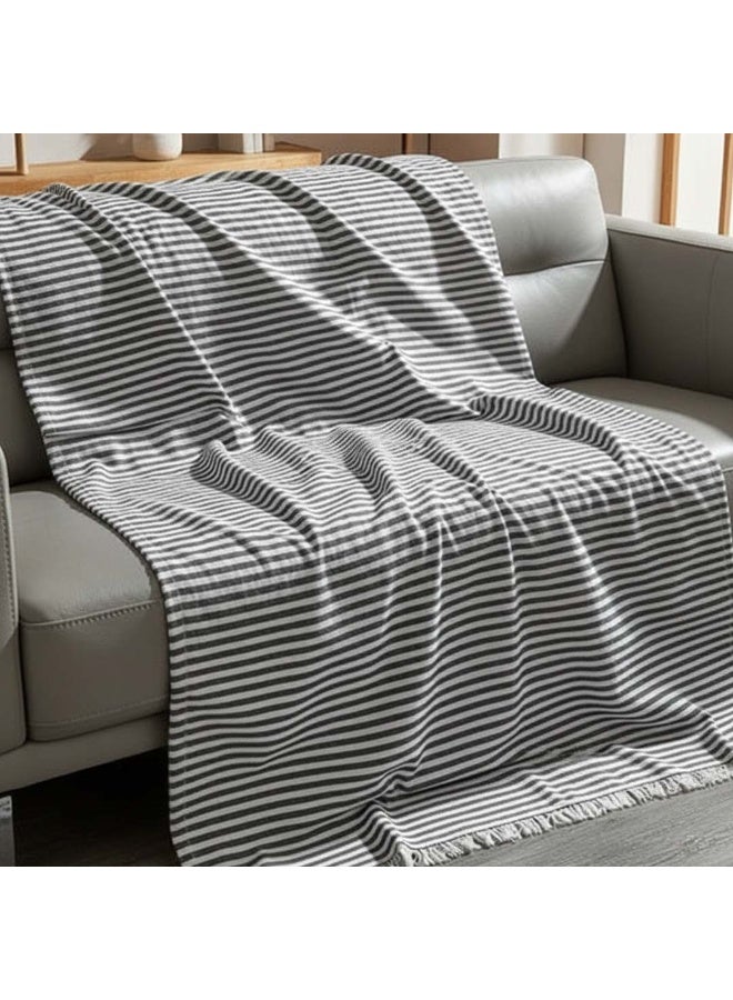 Inches Home Grey Calm Stripes Sofa Cover 220*90 CM - Image 1